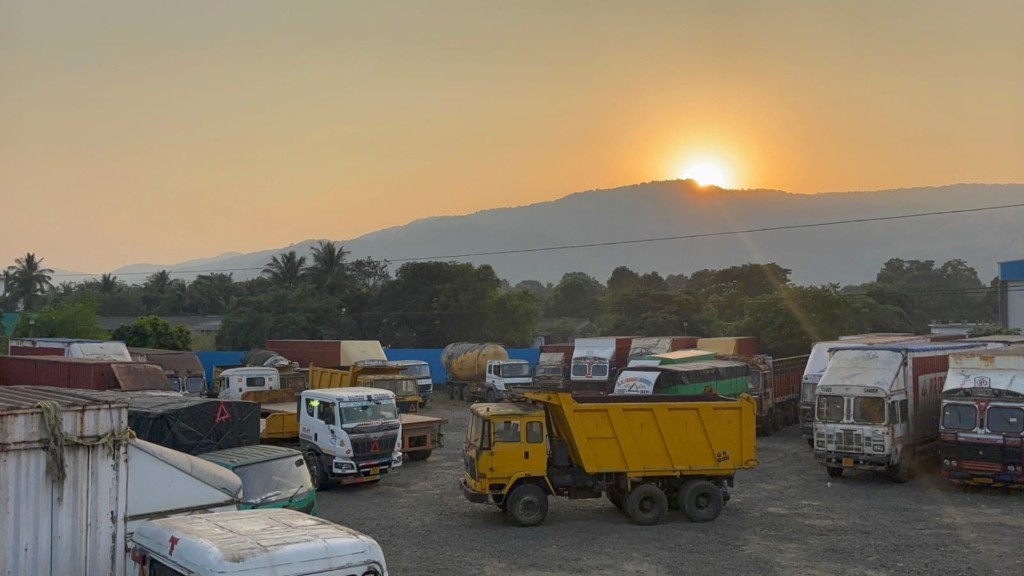 BiggWheels commercial vehicle yard at sunset, poster for upcoming sourcing explainer